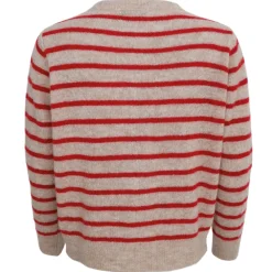 BLACK COLOUR Bcdell Stripe Knit Cardigan Red