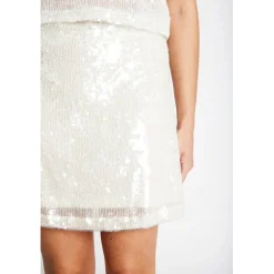 BRUUNS BAZAAR Mossrose Joan Skirt Hvid Sølv