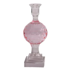 C'EST BON Høj krystal stage på fod med graveringer, pink, 25 cm