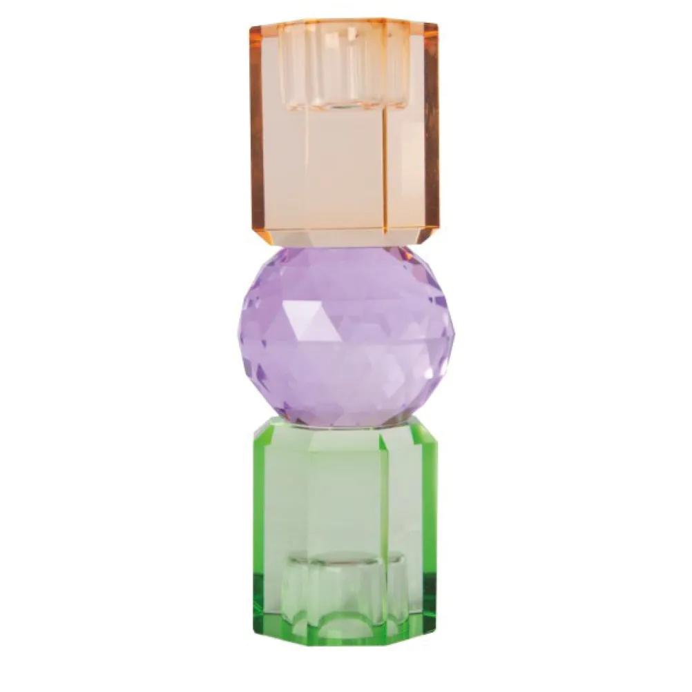 C'EST BON Lysestage 301.963.98 Mint/violet/brun 16,5x6 cm.