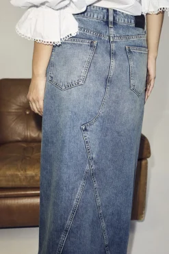 CO' COUTURE Darin Long Slit Skirt Denim Blue