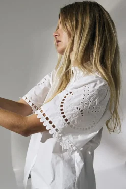 CO' COUTURE Kellise Embroidery SS Shirt Hvid