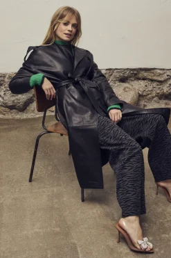 CO' COUTURE Zebra Grey Wide Pants Black