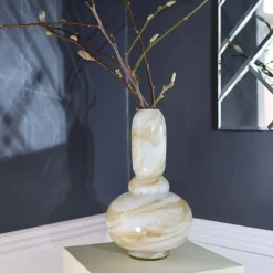 Eden Twirl Marble Vase Tall Yellow