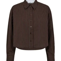 HAUTE L'AMITIE Mocca Stripe Logo Print Shirt