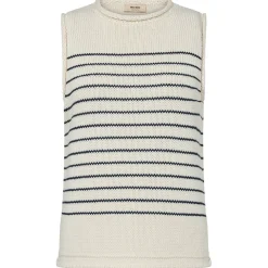 MOS MOSH Aubin Sl Stripe Knit Top Ecru