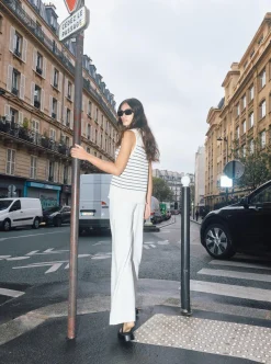 MOS MOSH Aubin Sl Stripe Knit Top Ecru