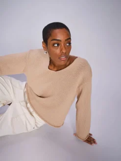 MOS MOSH Bine LS V-Neck Knit Sesame