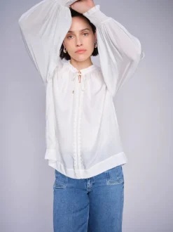 MOS MOSH Marb Sansa Emb Blouse Ecru