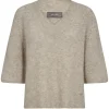 MOS MOSH Taci 3/4 V-Neck Knit Feather Gray
