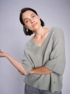 MOS MOSH Taci 3/4 V-Neck Knit Shadow