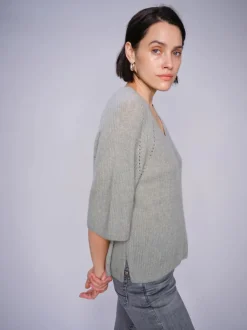 MOS MOSH Taci 3/4 V-Neck Knit Shadow