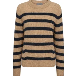 MOS MOSH Thora Stripe Crewneck Knit Tannin