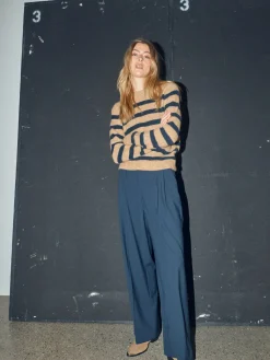 MOS MOSH Thora Stripe Crewneck Knit Tannin