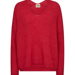 MOS MOSH Thora V-Neck Knit Chinese Red
