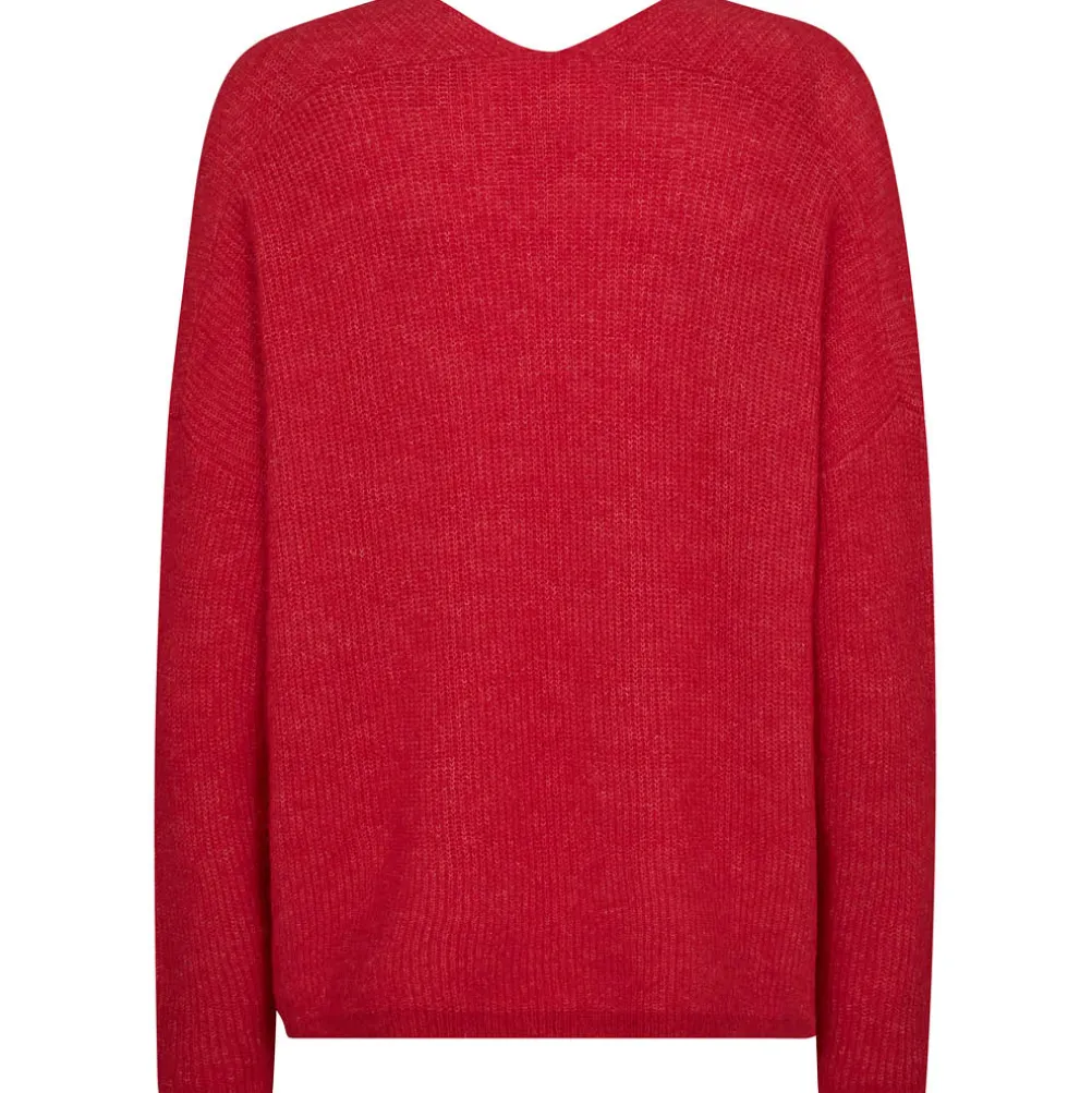 MOS MOSH Thora V-Neck Knit Chinese Red