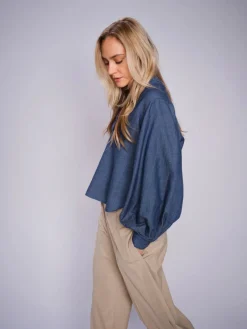 MOS MOSH Yen Denim Blouse Dark Blue