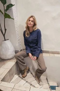 NEO NOIR Annie Denim Blouse Dark Blue