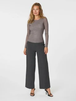 NEO NOIR Basira Stone Mesh Blouse Silver