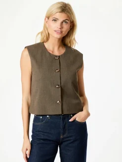 NEO NOIR Birtha Waistcoat Brown Melange