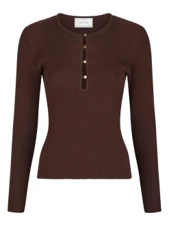 NEO NOIR Carlton Knit Blouse Brown