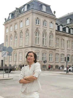 NEO NOIR Diana Crepe Stripe Blouse Brown