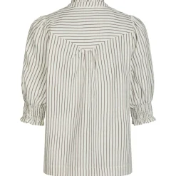 NEO NOIR Diana Crepe Stripe Blouse Brown