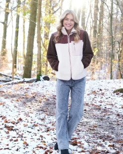 NEO NOIR Eagle Contrast Teddy Jacket Burgundy