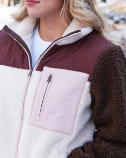 NEO NOIR Eagle Contrast Teddy Jacket Burgundy