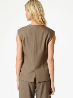 NEO NOIR Gamina Structure Waistcoat Khaki