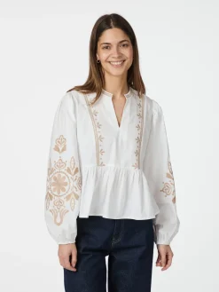 NEO NOIR Ginia Emb Blouse Off White