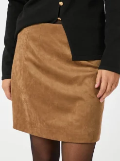 NEO NOIR Hemie Faux Suede Skirt Cognac