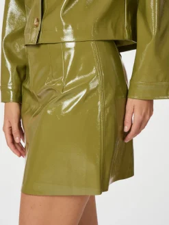 NEO NOIR Hemie Patent Skirt Olive