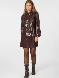 NEO NOIR Hemie Patent Skirt Burgundy