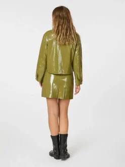 NEO NOIR Hemie Patent Skirt Olive