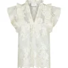 NEO NOIR Jayla Big Embroidery Top Off White