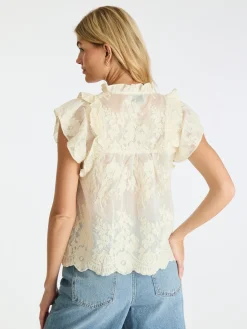 NEO NOIR Jayla Big Embroidery Top Off White