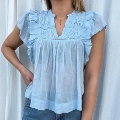 NEO NOIR Jayla S Voile Top Light Blue
