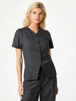 NEO NOIR Jules Pinstripe Blouse Antracit
