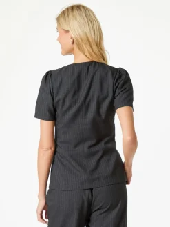 NEO NOIR Jules Pinstripe Blouse Antracit