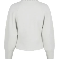 NEO NOIR Lilly Pearl Knit Cardigan Light Grey Melange