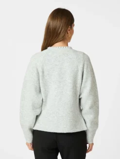 NEO NOIR Lilly Pearl Knit Cardigan Light Grey Melange