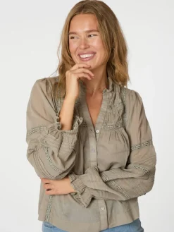 NEO NOIR Lyla S Voile Blouse Smoke Green