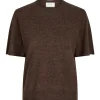 NEO NOIR Missy Knit Tee Brown Melange