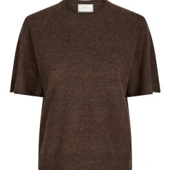NEO NOIR Missy Knit Tee Brown Melange