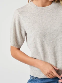 NEO NOIR Missy Knit Tee Light Grey Melange