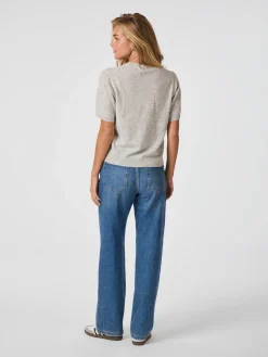 NEO NOIR Missy Knit Tee Light Grey Melange