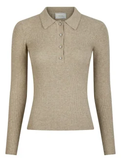 NEO NOIR Panama Knit Blouse Beige Melange