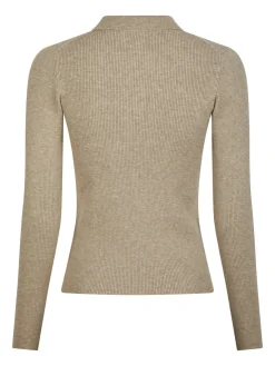 NEO NOIR Panama Knit Blouse Beige Melange