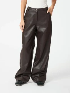 NEO NOIR Pinur Faux Leather Pants Dark Brown